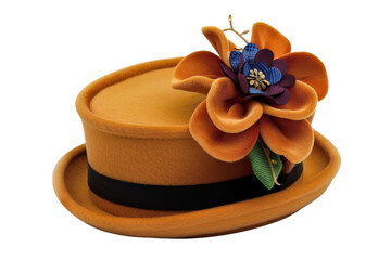 Wall Mural - Orange Velvet Bowler Hat with Flower