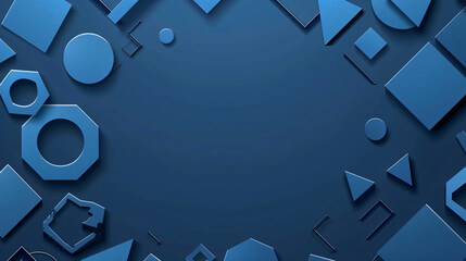 Poster - Abstract blue geometric shapes with copy space text. Modern design with a minimalist feel, perfect for technology, business, or branding projects.