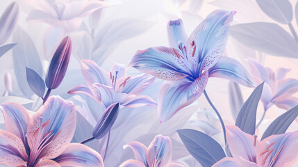 Poster - Beautiful lilies with copy space text. Perfect for floral designs, or to represent purity and elegance.