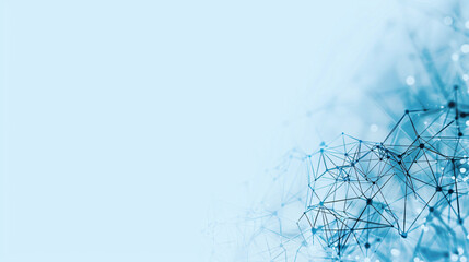 Poster - Abstract blue background with a network of lines and dots with copy space text. Perfect for technology, science, or futuristic projects.