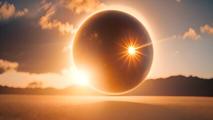Poster - Solar Eclipse Over Desert Landscape Generative AI