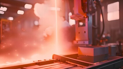 Poster - industrial robot cutting metal with plasma torch generative ai