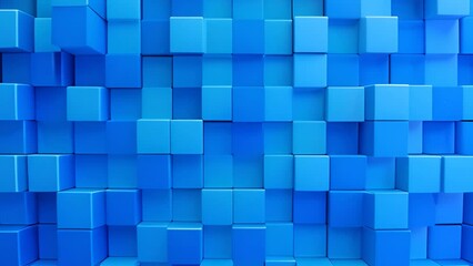 Leinwandbilder - Seamless moving small blue color box pattern background, square box pattern