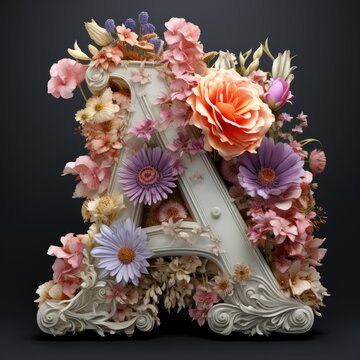 English alphabet letter enchanting flower ornate