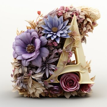 English alphabet letter enchanting flower ornate
