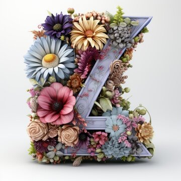 English alphabet letter enchanting flower ornate