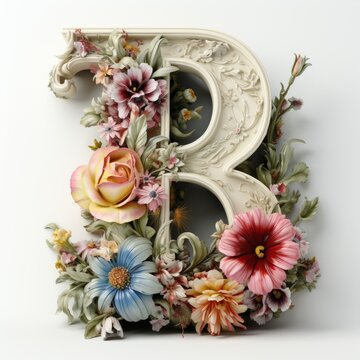 English alphabet letter enchanting flower ornate