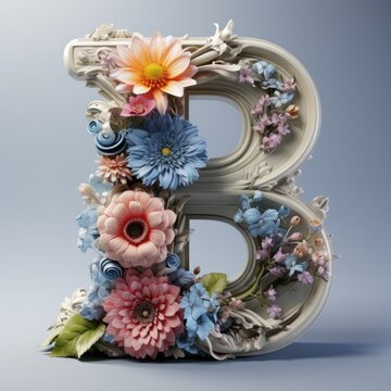 English alphabet letter enchanting flower ornate