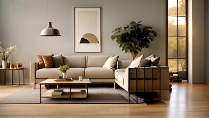 Poster - Modern Living Room Interior Design Generative AI
