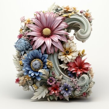 English alphabet letter enchanting flower ornate