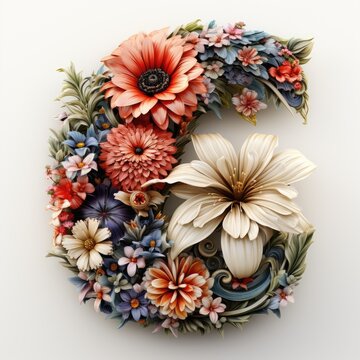 English alphabet letter enchanting flower ornate