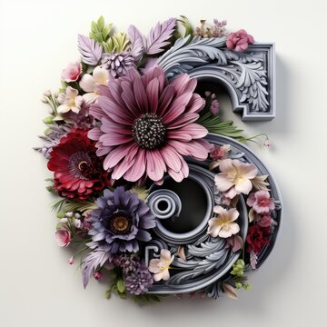 English alphabet letter enchanting flower ornate