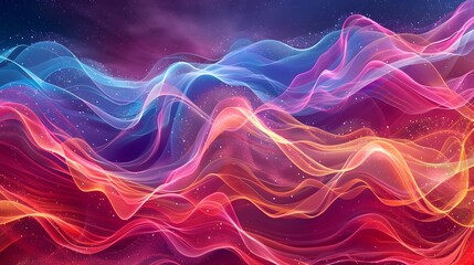 Vibrant Digital Wave Pattern with Fluid and Colorful Lines Creating Dynamic Abstract Art
