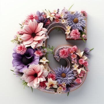 English alphabet letter enchanting flower ornate