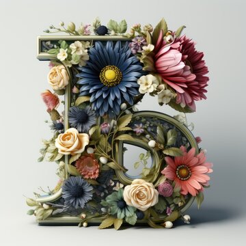 English alphabet letter enchanting flower ornate