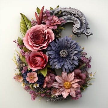 English alphabet letter enchanting flower ornate