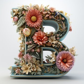 English alphabet letter enchanting flower ornate