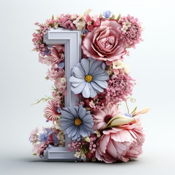 English alphabet letter enchanting flower ornate