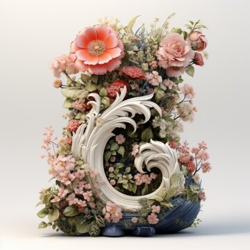 English alphabet letter enchanting flower ornate