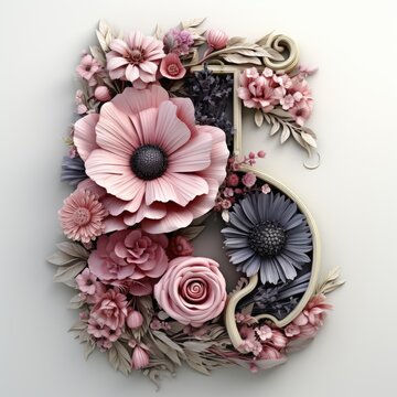 English alphabet letter enchanting flower ornate