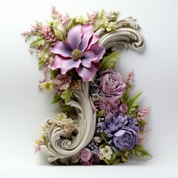 English alphabet letter enchanting flower ornate