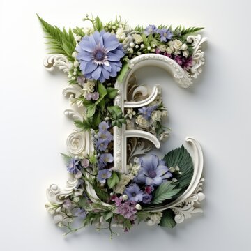 English alphabet letter enchanting flower ornate