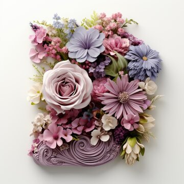 English alphabet letter enchanting flower ornate