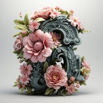 English alphabet letter enchanting flower ornate