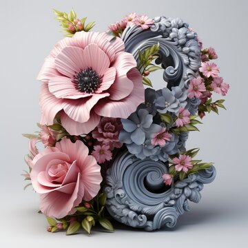 English alphabet letter enchanting flower ornate