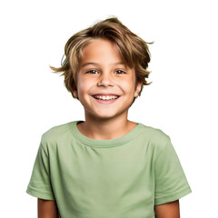 Poster - Portrait of a cheerful young kid, smiling with happy expression, isolated on transparent background
