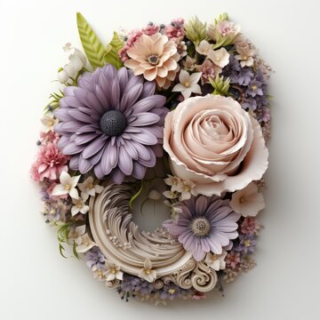 English alphabet letter enchanting flower ornate