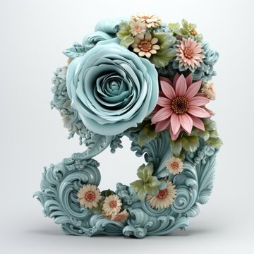 English alphabet letter enchanting flower ornate