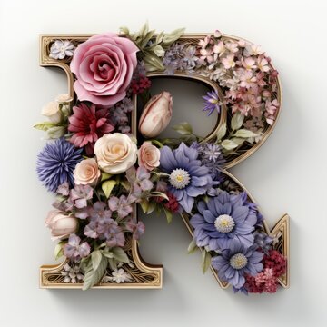 English alphabet letter enchanting flower ornate