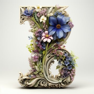 English alphabet letter enchanting flower ornate