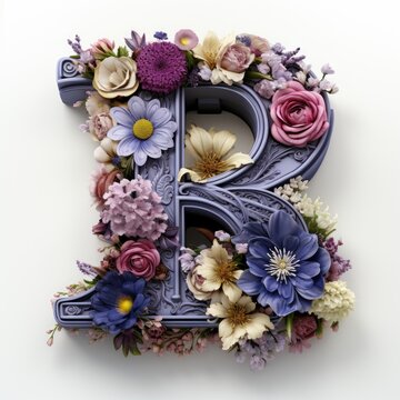 English alphabet letter enchanting flower ornate