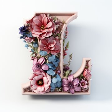 English alphabet letter enchanting flower ornate