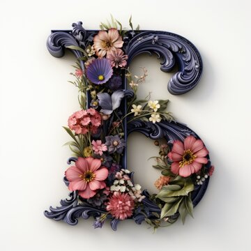 English alphabet letter enchanting flower ornate