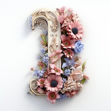 English alphabet letter enchanting flower ornate