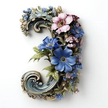 English alphabet letter enchanting flower ornate