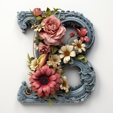English alphabet letter enchanting flower ornate