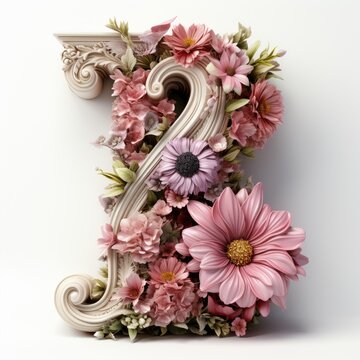 English alphabet letter enchanting flower ornate