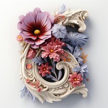 English alphabet letter enchanting flower ornate
