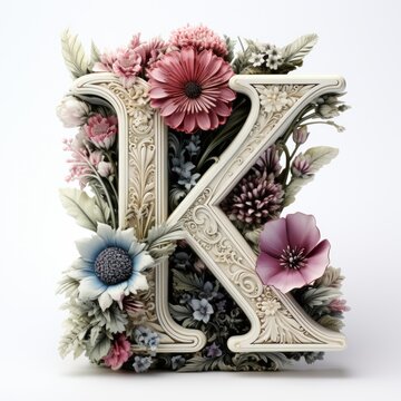 English alphabet letter enchanting flower ornate