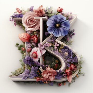 English alphabet letter enchanting flower ornate