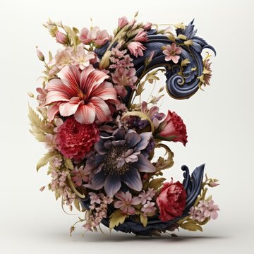 English alphabet letter enchanting flower ornate