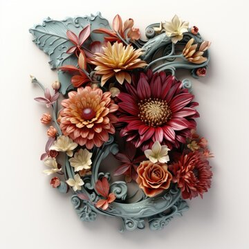 English alphabet letter enchanting flower ornate
