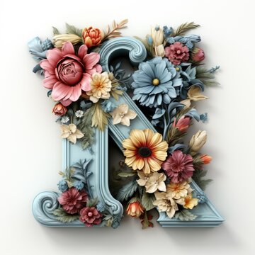 English alphabet letter enchanting flower ornate