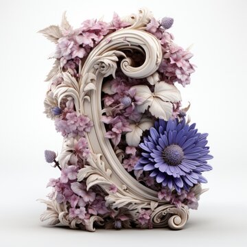 English alphabet letter enchanting flower ornate