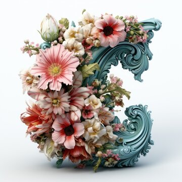 English alphabet letter enchanting flower ornate