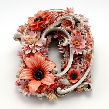 English alphabet letter enchanting flower ornate